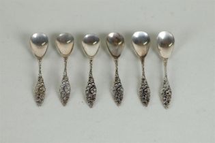 A set of 6 silver coffee spoons