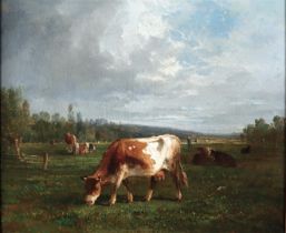 Andrés Cortès (Sevila 1810-1879), Landscape with cattle, signed (bottom left), oil on canvas.