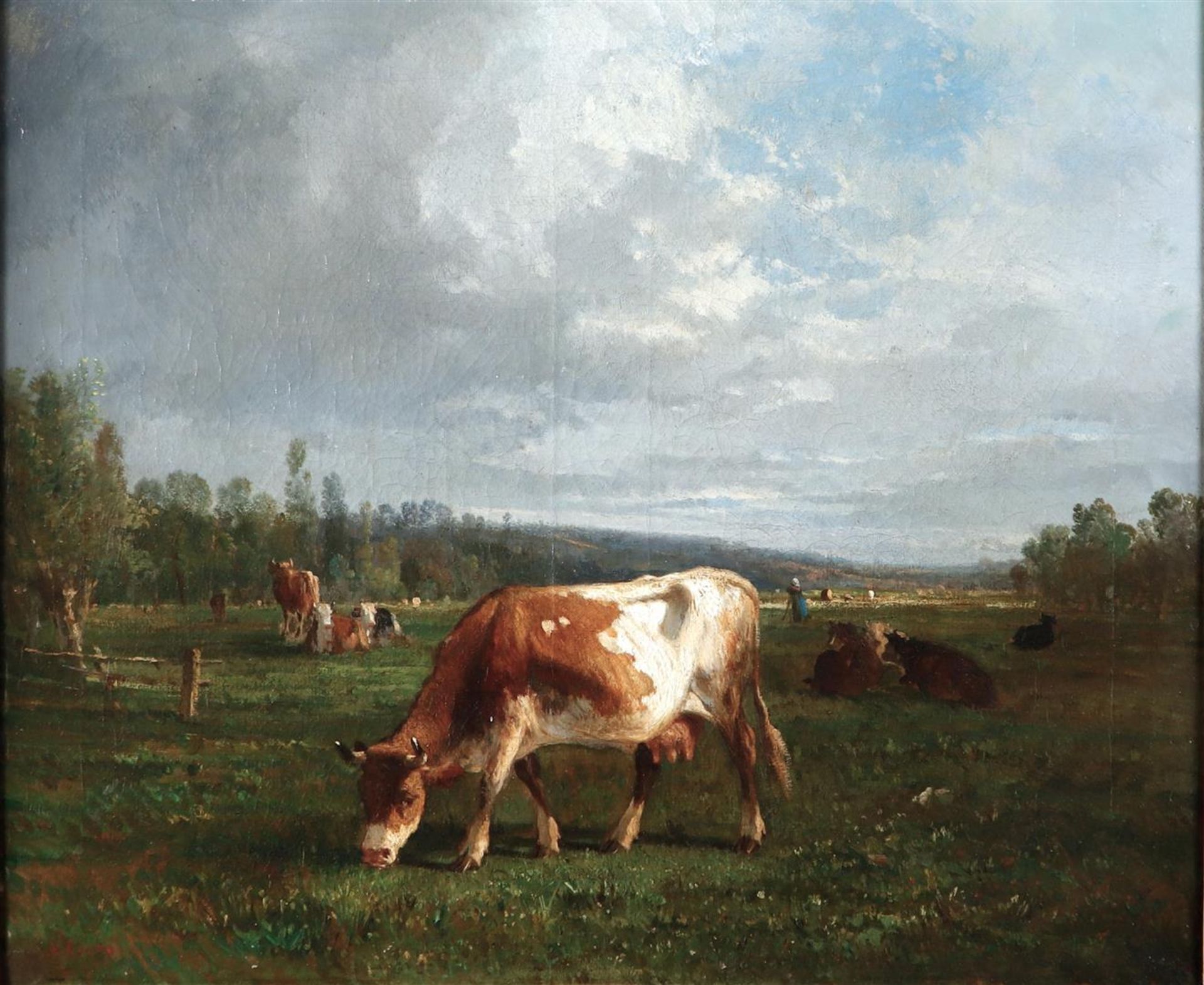 Andrés Cortès (Sevila 1810-1879), Landscape with cattle, signed (bottom left), oil on canvas.
