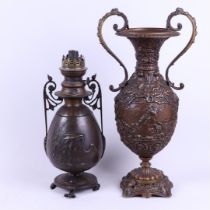 Lot of a Japanese-Style Oil Lamp and a Neo-Renaissance Vase (Ca. 1900)