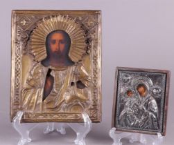 Lot of 2 Decorative Icons (Christ Pantocrator and Maria Hodegitria)