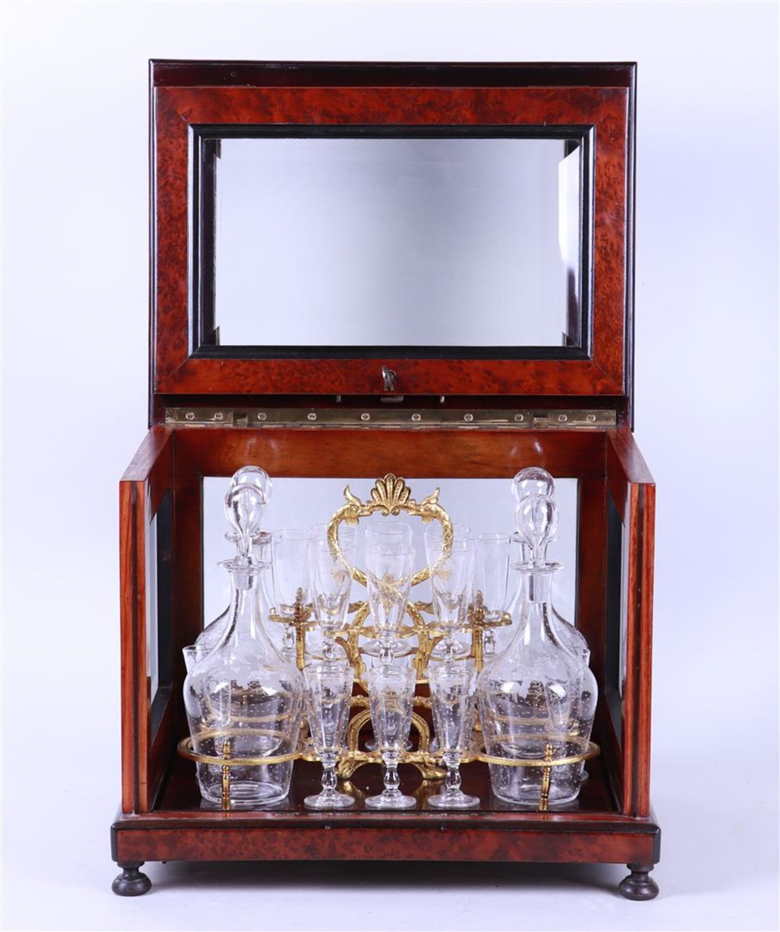 Walnut Veneered Liqueur Cellar with Faceted Cut Glass - Image 2 of 3