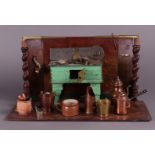 Miniature Tin Kitchen with Red Copper Accessories