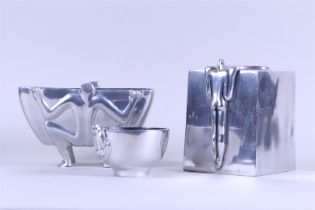 Carl Boyss, a lot consisting of (3) different white metal art objects.