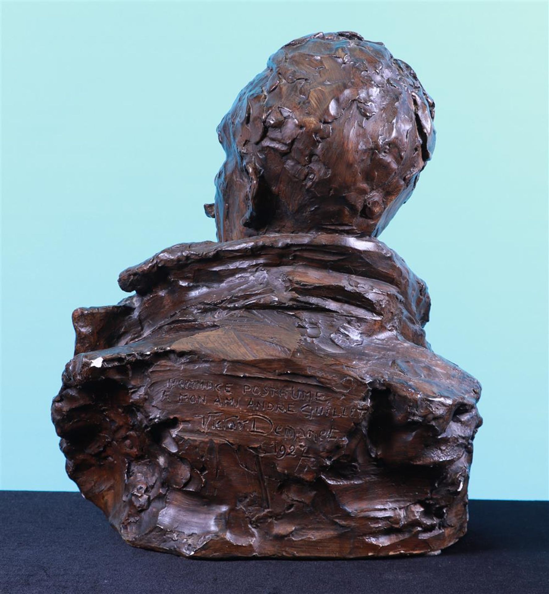 A terra cotta bust of an officer, signed on the back,  - Image 2 of 3