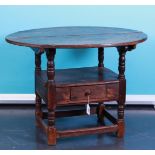 An oak chair/table with drawer under the seat, Holland 18th century.
