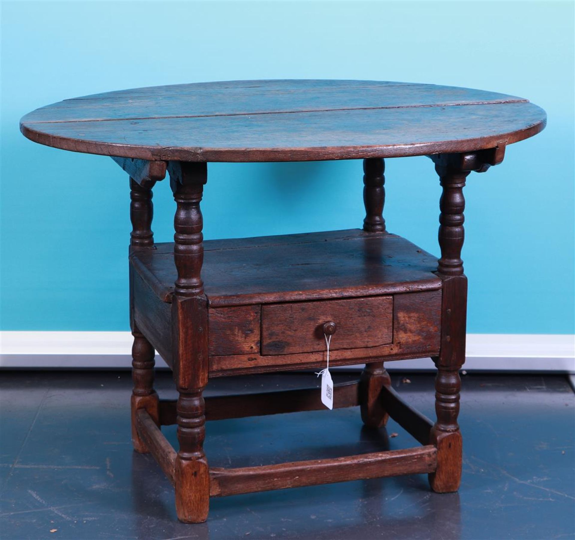 An oak chair/table with drawer under the seat, Holland 18th century.
