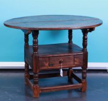 An oak chair/table with drawer under the seat, Holland 18th century.