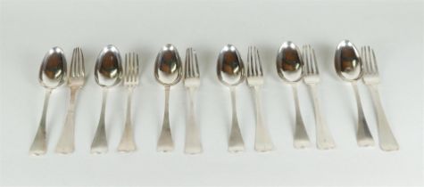 A lot consisting of (6) place settings. Various hallmarks including Breda inspection room,