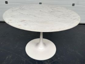 Tulip' design table with Carrara marble top. Not marked.
