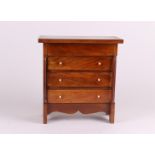 A mahogany glued master of a chest of drawers. Holland, circa 1830.
