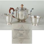 A silver tea set with Jewish Star of David and  "Ichtus". Heming & Co Ltd, 1916