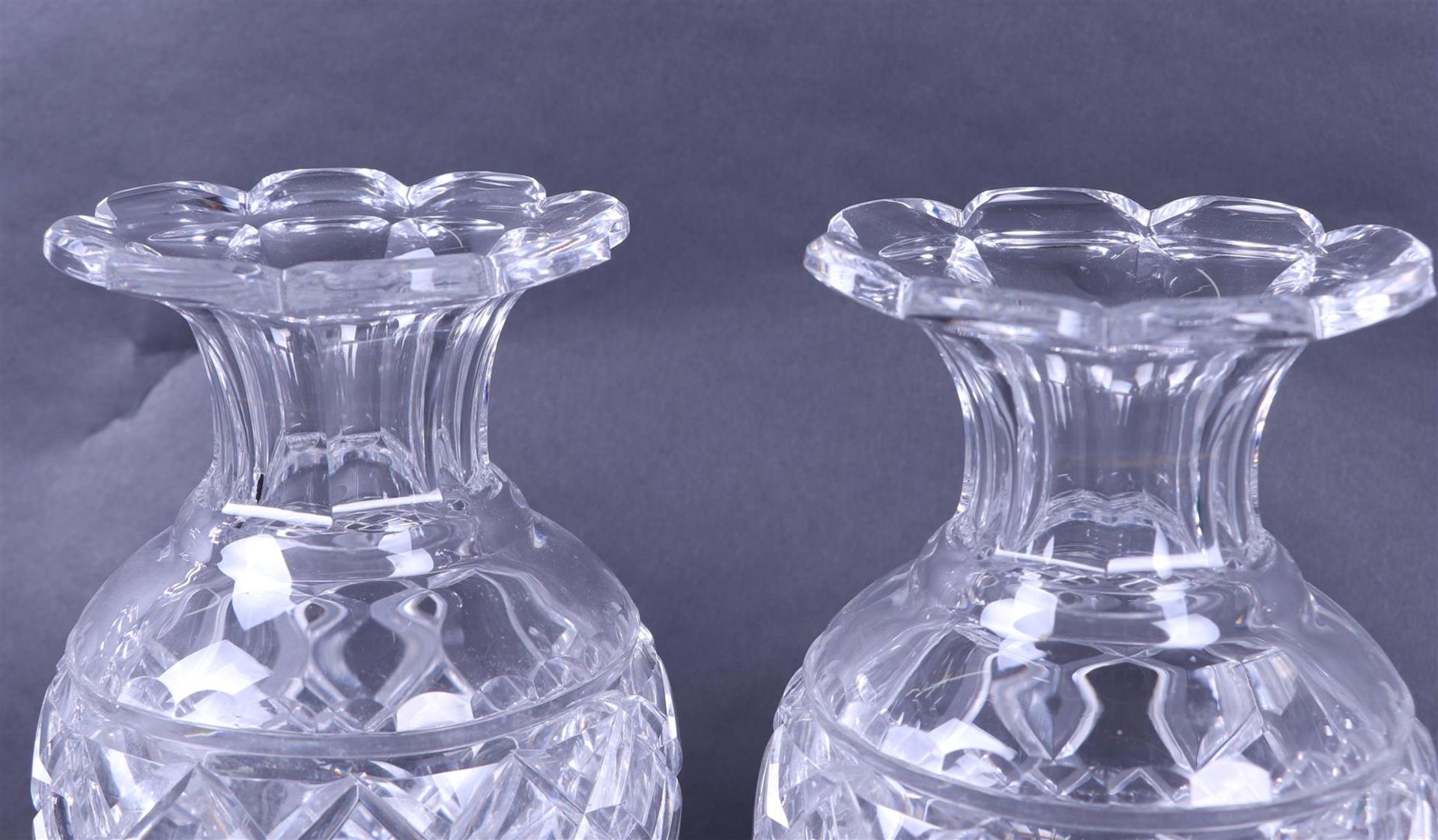 Lot of 4 Cut Crystal Decanters with Stoppers and a Pair of Baluster Vases - Image 3 of 4