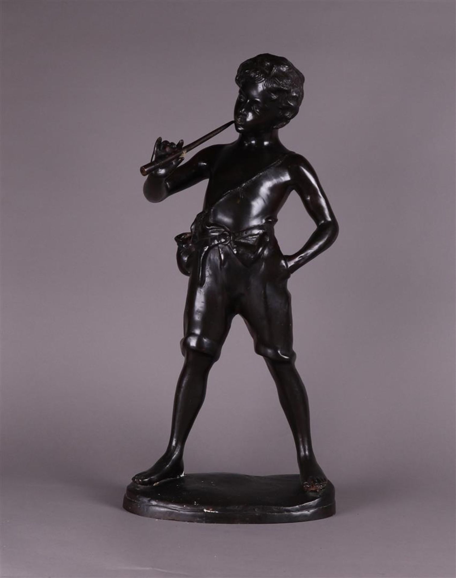 Bronze Shepherd Boy Sculpture (First Half 20th Century)
