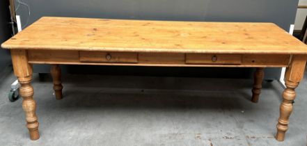 French Pine Table with Two Drawers