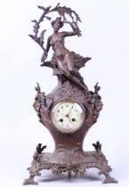 ZAMAC Mantel Clock with Enamel Dial (France, Ca. 1880)