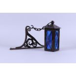 François Carion (1884-?), wall lamp with blue glass panes.
