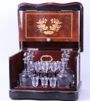 Mahogany-Lined Liqueur Cellar with Marquetry Contents (20th Century)
