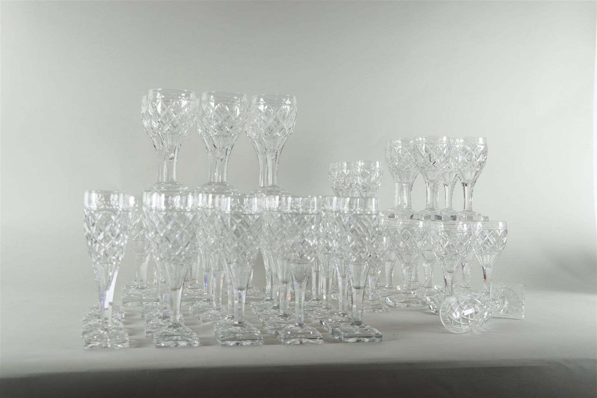 Large Lot of "Bohemian" Cut Clear Crystal Glass