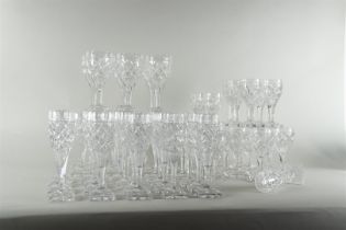 Large Lot of "Bohemian" Cut Clear Crystal Glass