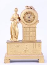 An ormolu-plated bronze mantel clock with persinification of classical literature