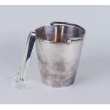 A first grade silver ice bucket and tongs. Marked 'Sterling 925'.