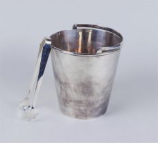 A first grade silver ice bucket and tongs. Marked 'Sterling 925'.