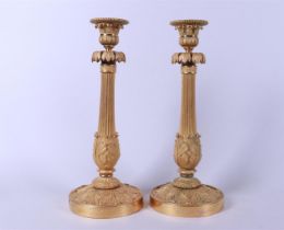 Pair of Fire-Gilded Candlesticks (France, Ca. 1820)