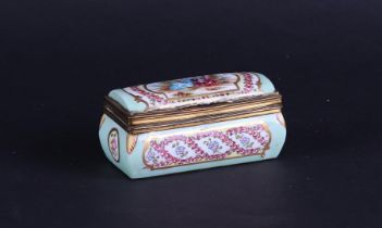 A porcelain lidded box with floral decor, marked: "Meissen" on the bottom