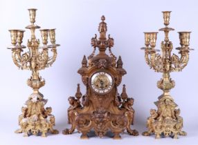 Cast Bronze Clock Set in Louis XVI Style (France, 19th Century)