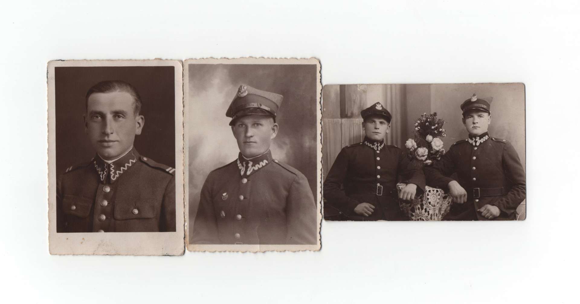 pre-WW2 Polish Soldiers, Lot of 3 portrait photos