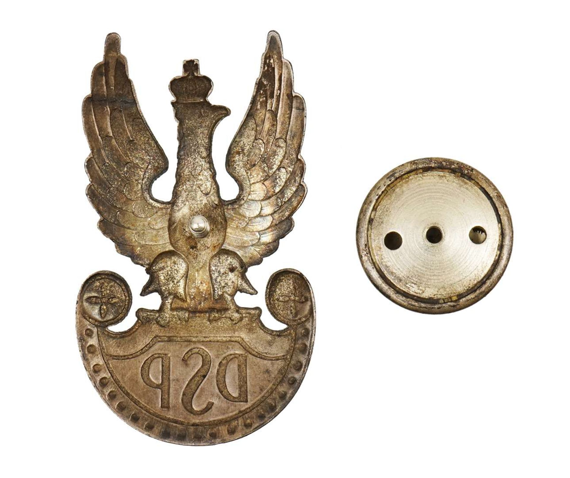WW2 Polish DSP Eagle Cap Badge – Rare Steel - Image 2 of 4