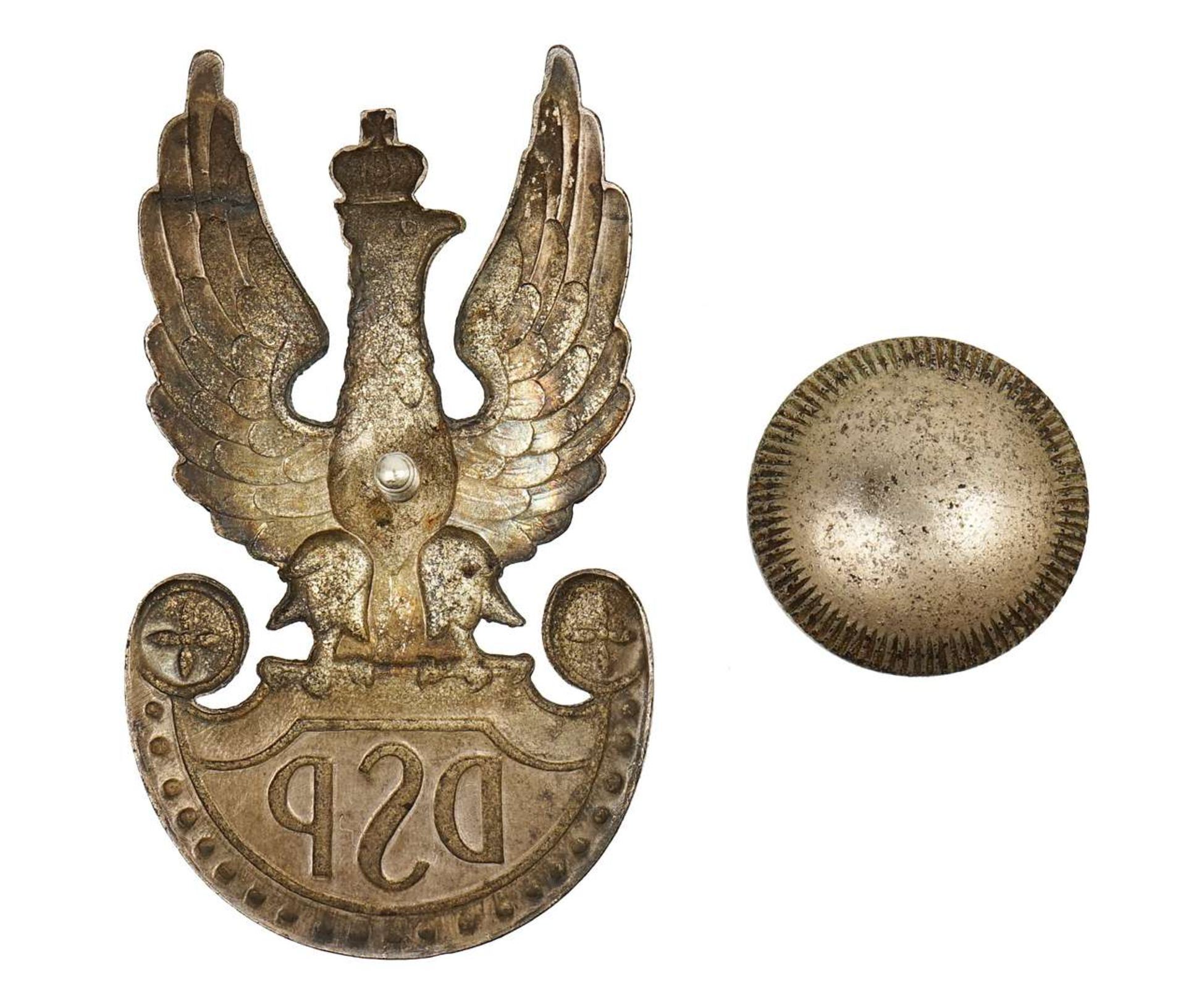 WW2 Polish DSP Eagle Cap Badge – Rare Steel - Image 3 of 4