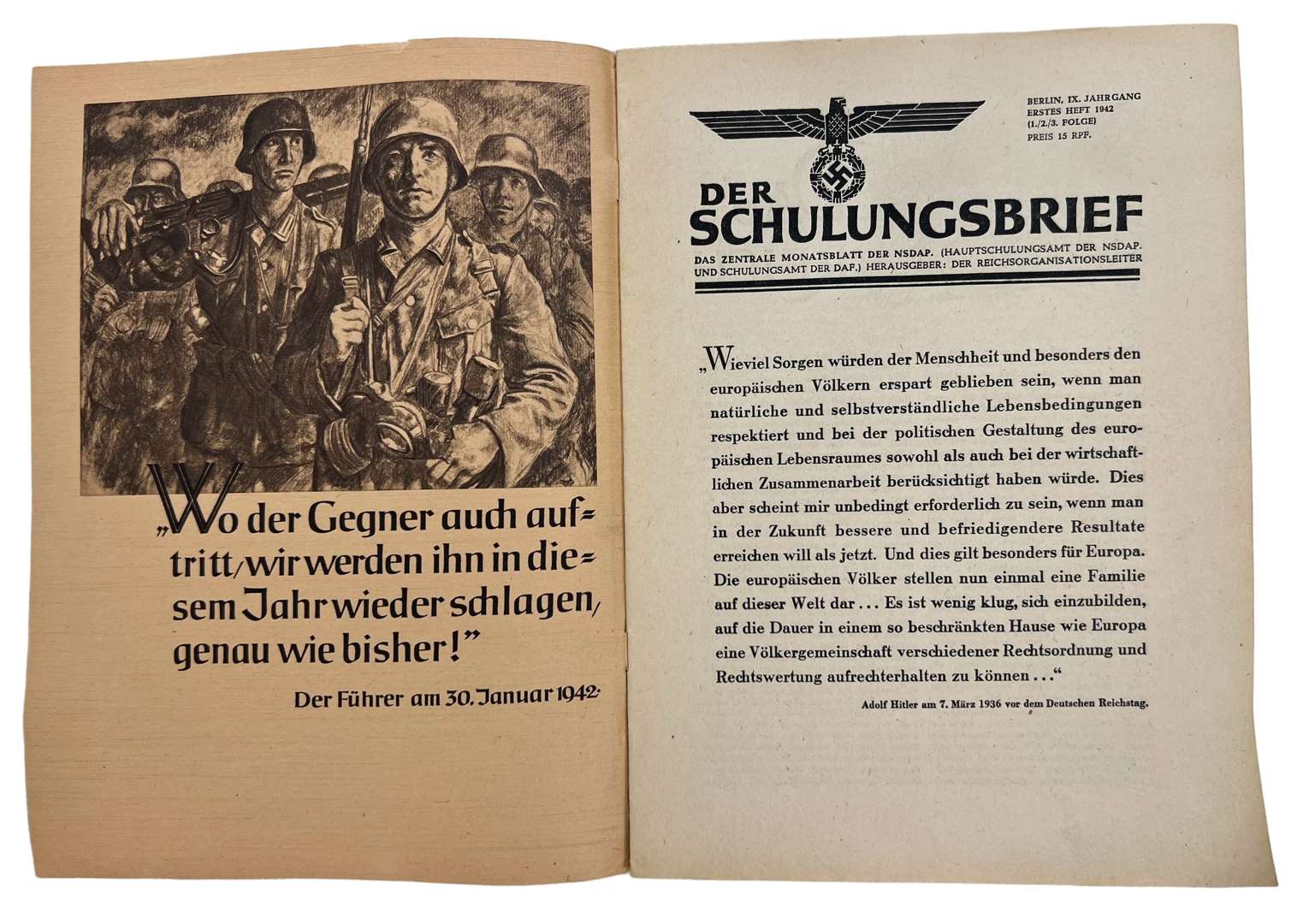 WW2 German NSDAP Newspaper "Der Schulungsbrief", 1. / 2. / 3., 1942 - Image 2 of 3