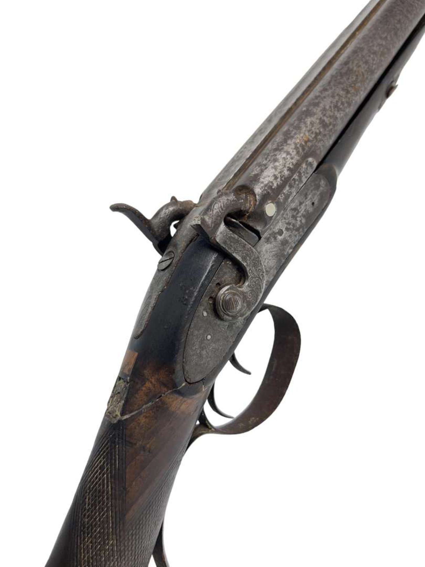 18th/19th Century Percussion Double Barrel Hunting Rifle - Image 3 of 7