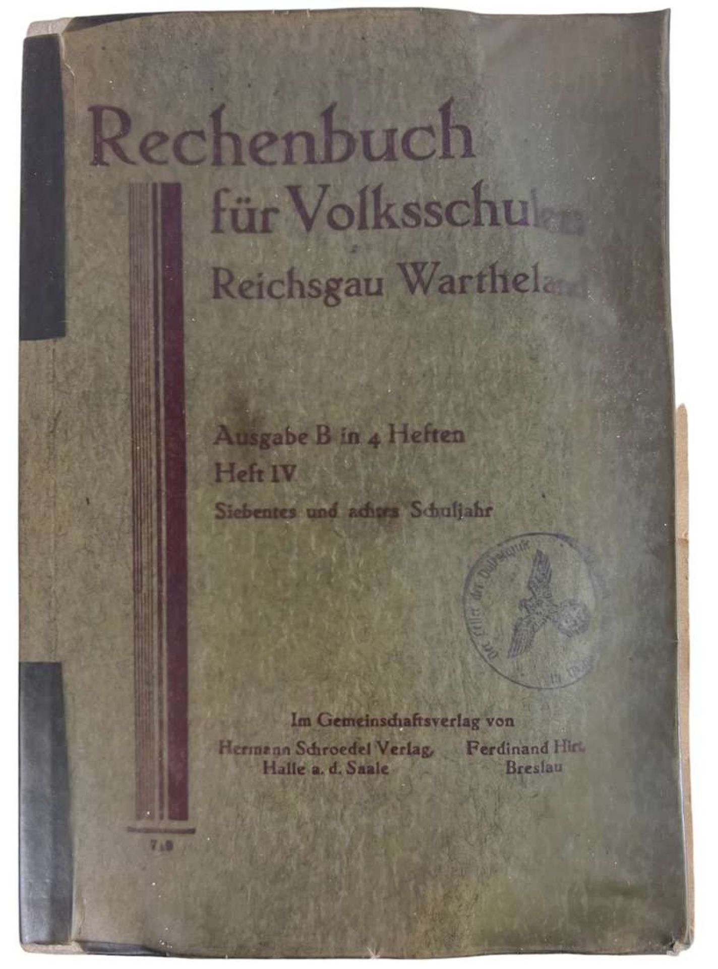 WW2 German Book "Rechenbuch fur Volksschulen, Reichsgau Wartheland"