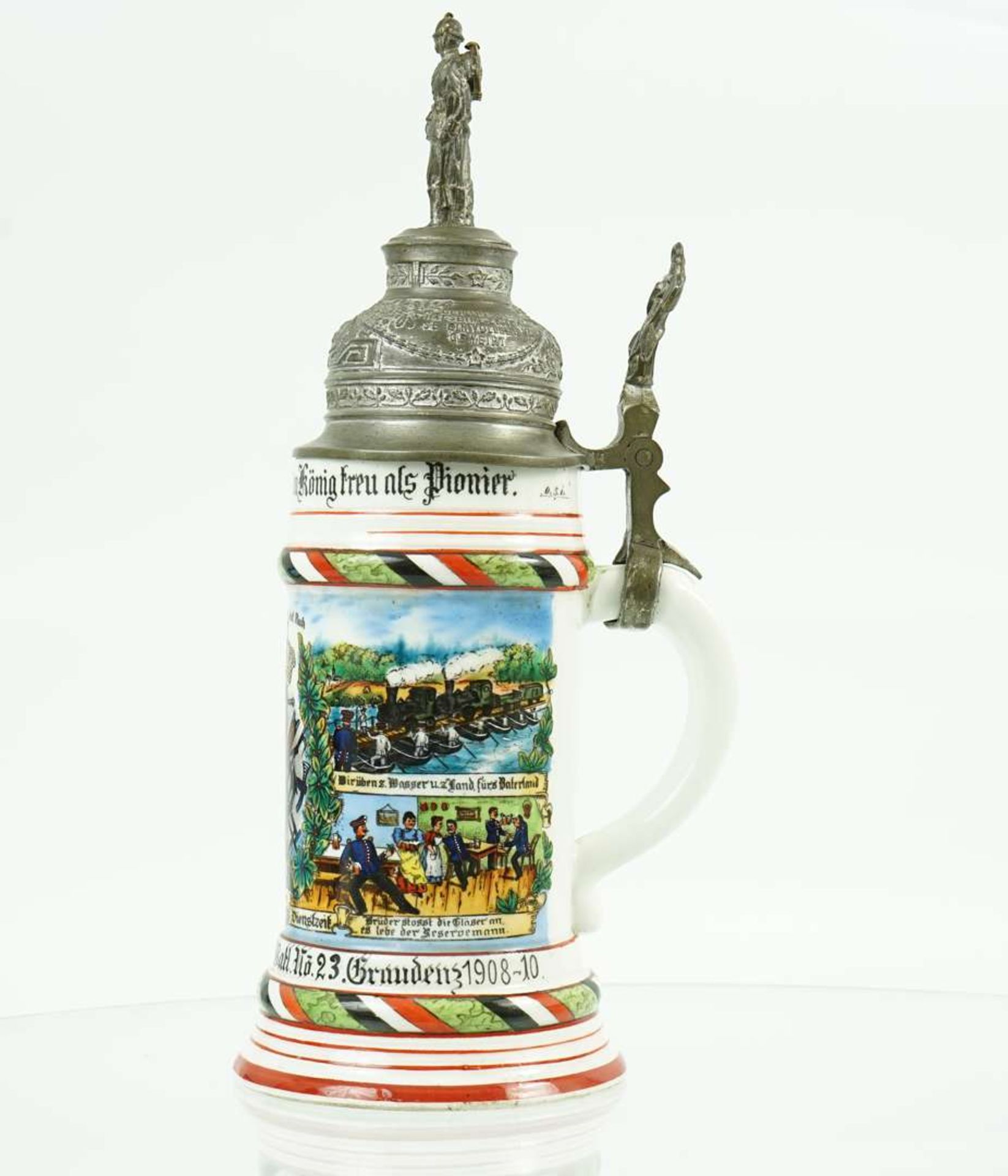 WW1 German Tankard&nbsp;- 2nd West Prussian Pioneer Battalion No. 23, Graudenz (Grudziądz) - Image 3 of 12