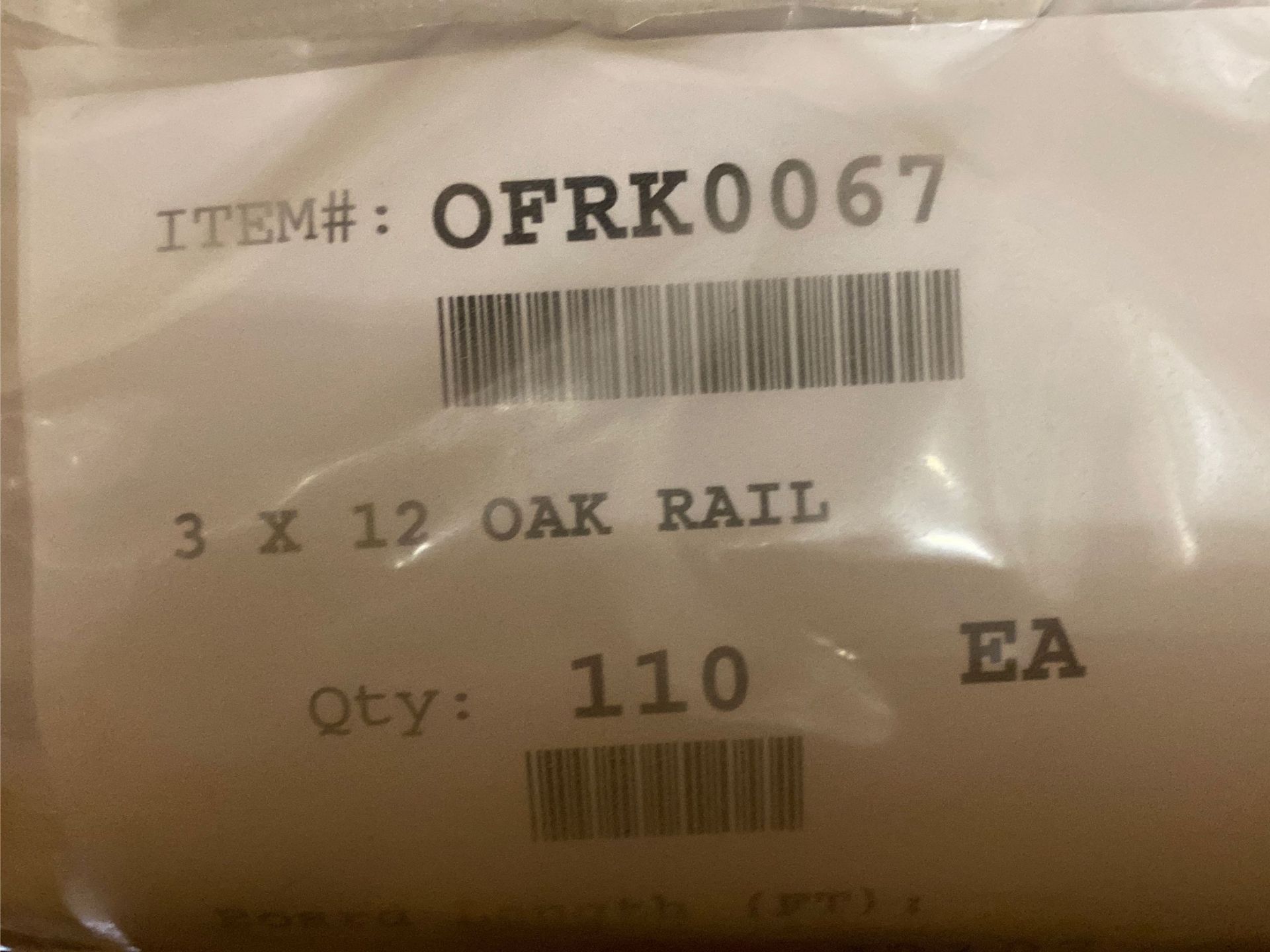 110 - 3”x12” Oak Rail cabinet framing parts - Image 2 of 2