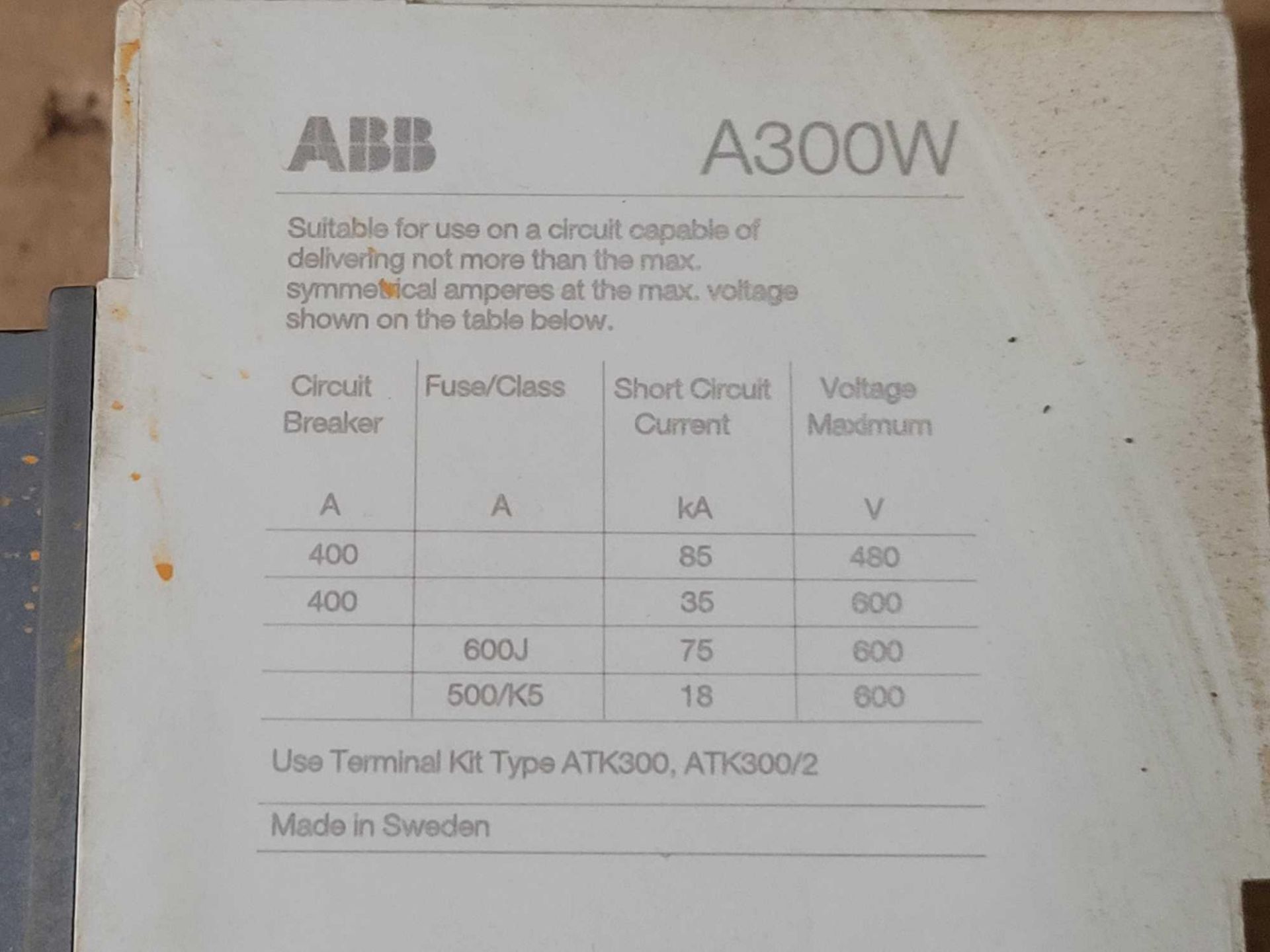 LOT OF 2 ABB A300W-20 WELDING ISOLATION CONTACTOR - Image 5 of 5