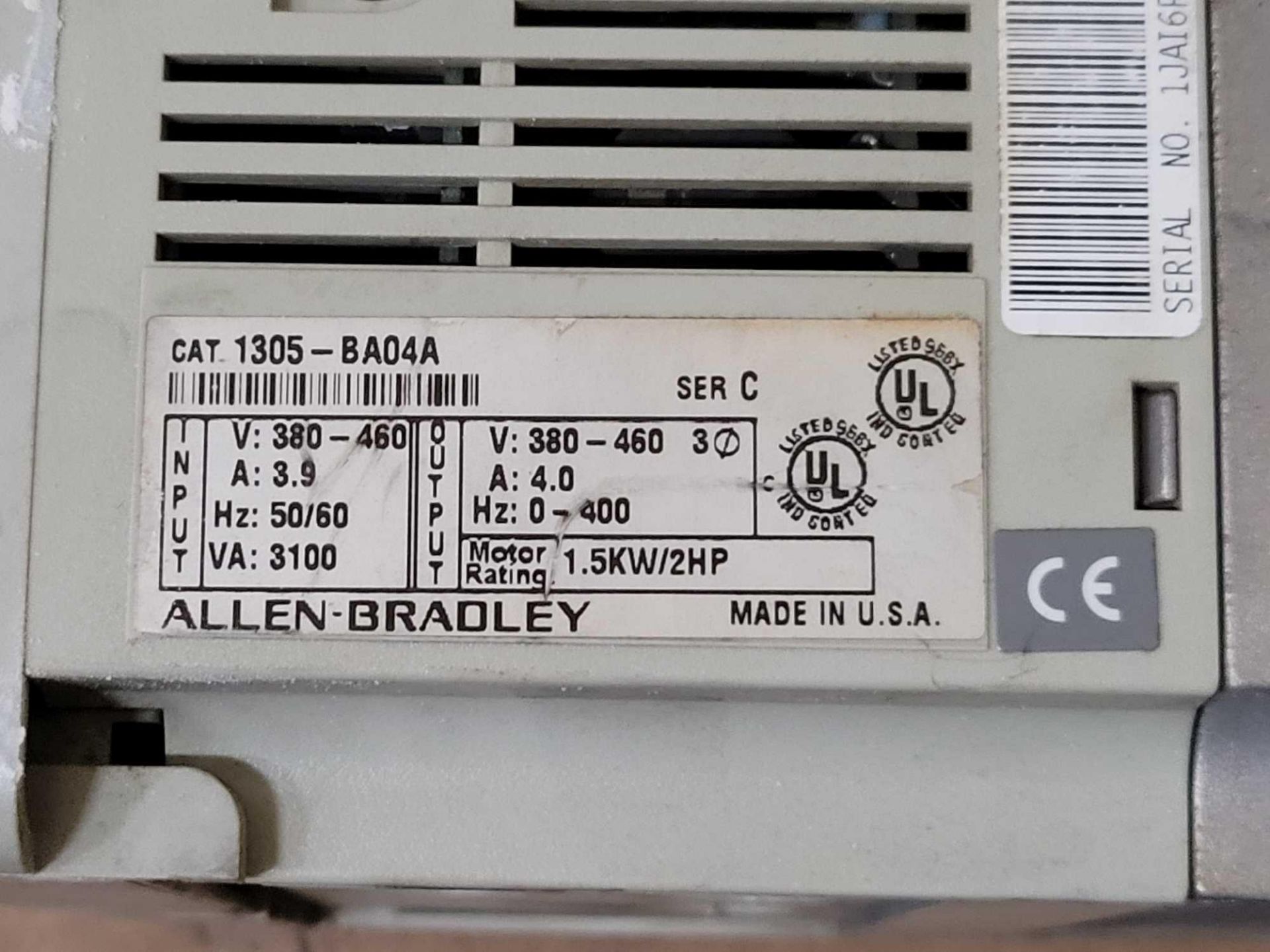 LOT OF 2 ALLEN BRADLEY 1305 AC DRIVE [1] 1305-BA04A /C [1] 1305-BA06A /C - Image 3 of 4