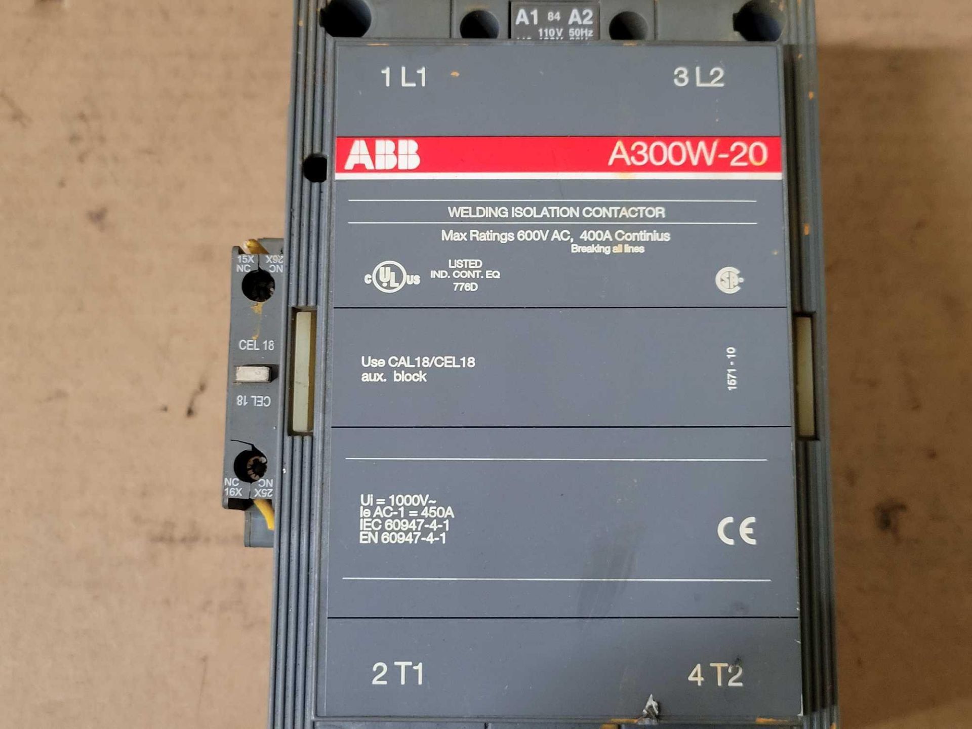 LOT OF 2 ABB A300W-20 WELDING ISOLATION CONTACTOR - Image 3 of 5