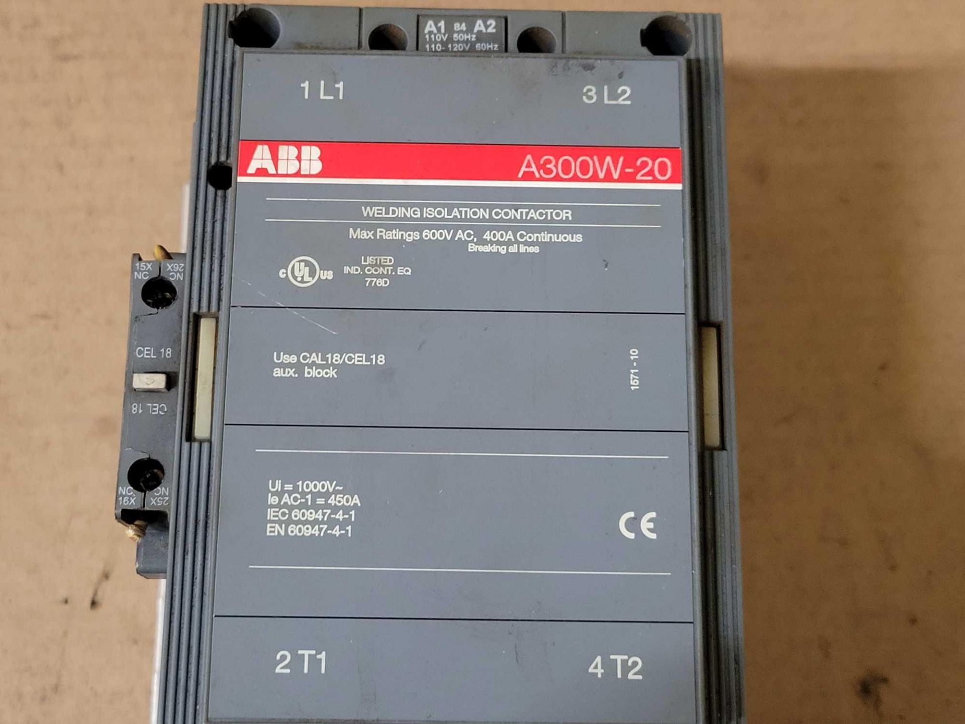 LOT OF 2 ABB A300W-20 WELDING ISOLATION CONTACTOR - Image 3 of 5