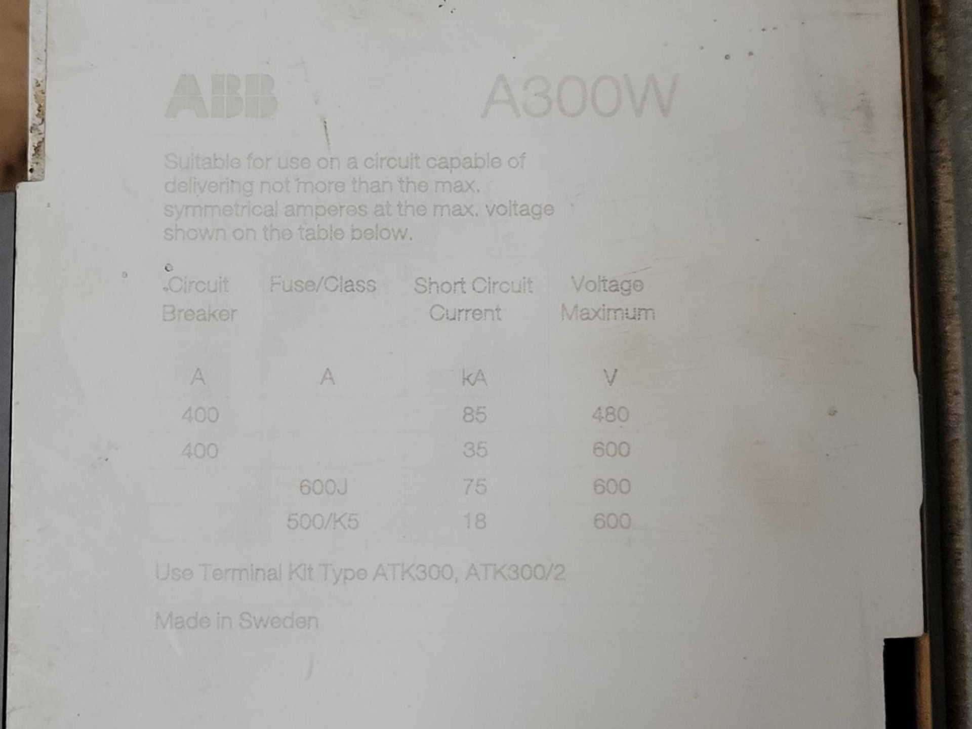 LOT OF 2 ABB A300W-20 WELDING ISOLATION CONTACTOR - Image 5 of 5