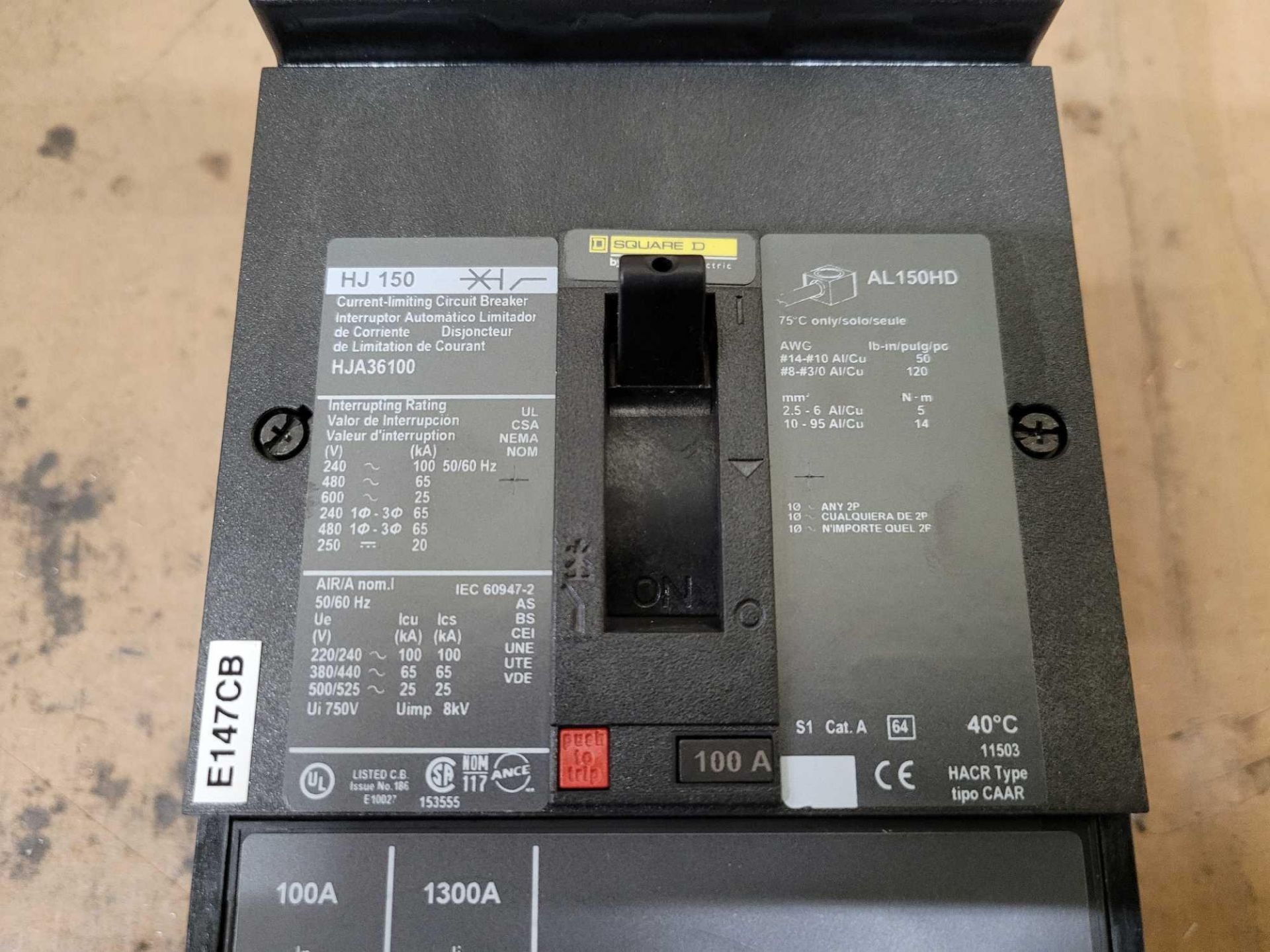 LOT OF 3 SQUARE D HJA36100 100 AMP CIRCUIT BREAKER - Image 3 of 3