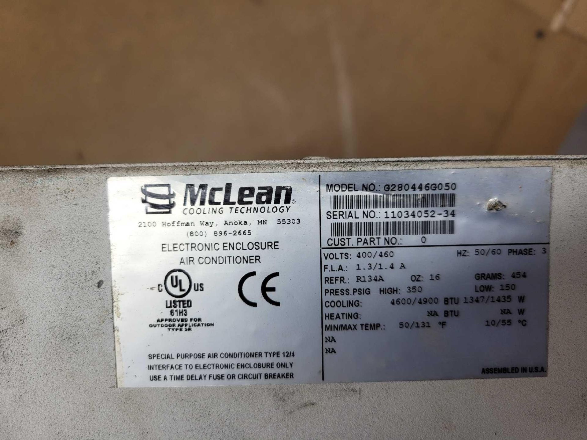 MCLEAN G280446G050 ELECTRONIC ENCLOSURE AIR CONDITIONER - Image 3 of 3