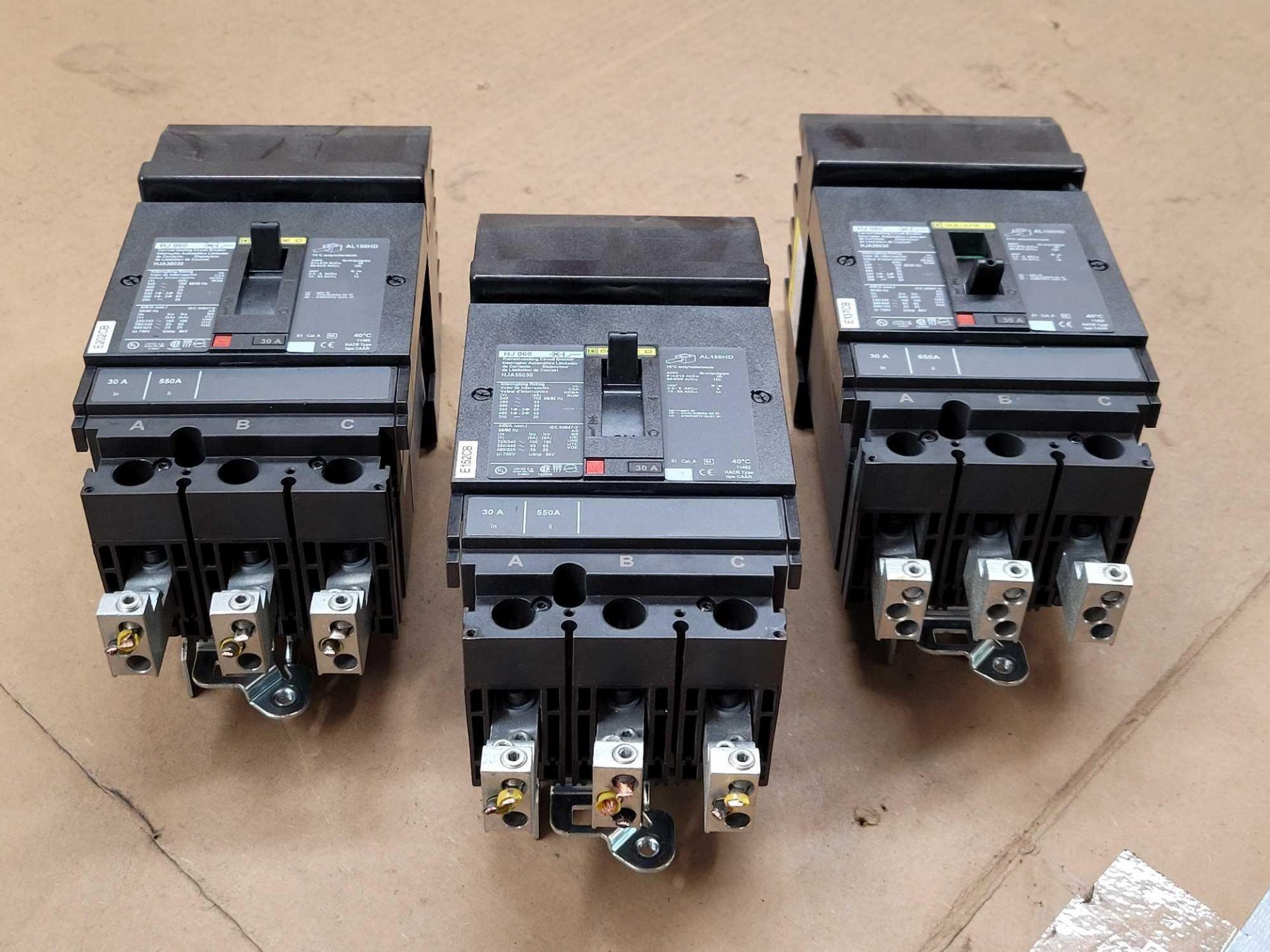 LOT OF 3 SQUARE D HJA36030 30 AMP CIRCUIT BREAKER