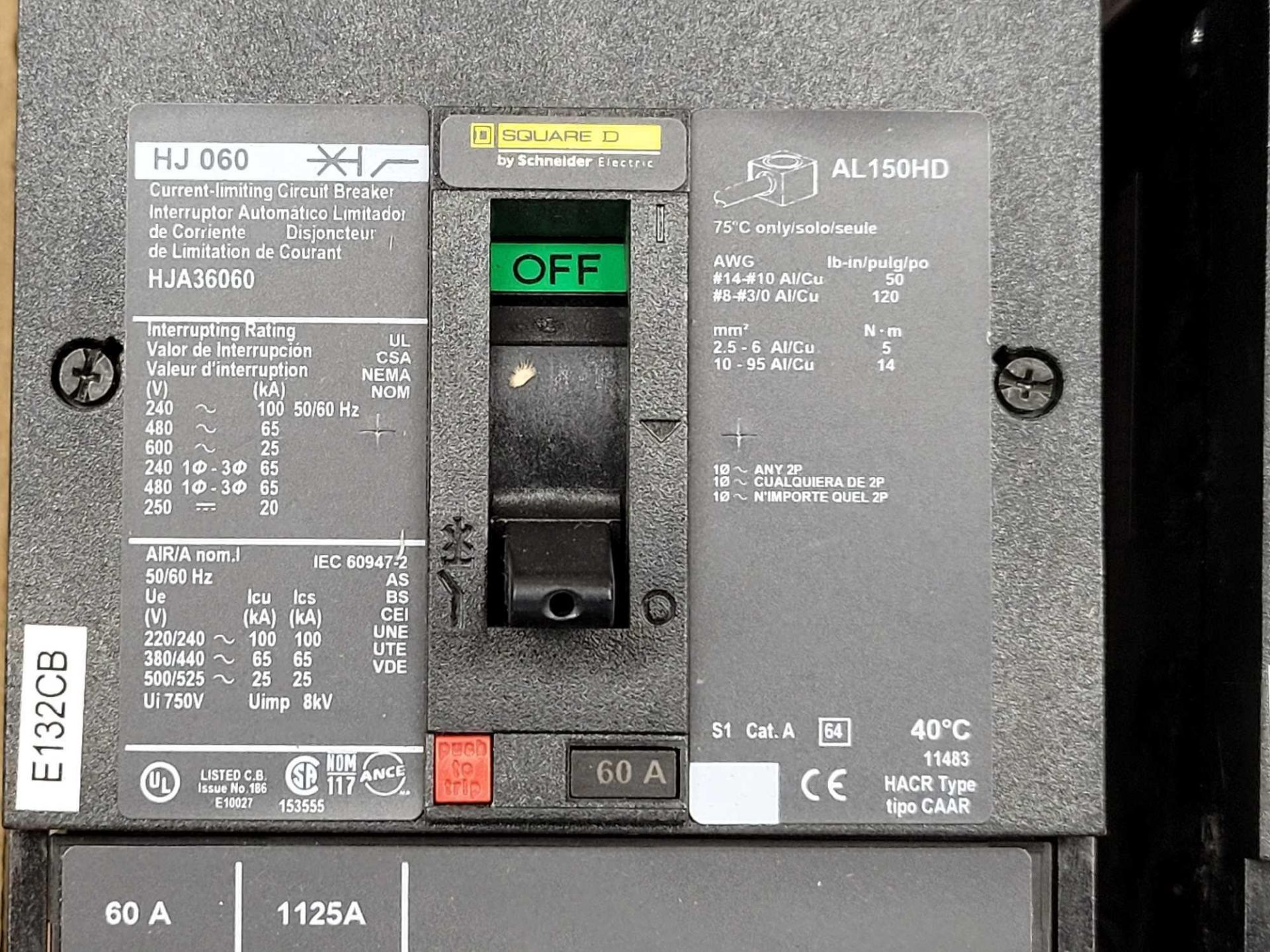 LOT OF 5 SQUARE D CIRCUIT BREAKERS [1] HJA260151 [1] HJA36030 [1] HJA36060 [1] HJA36150U33X [1] HJL2 - Image 4 of 8