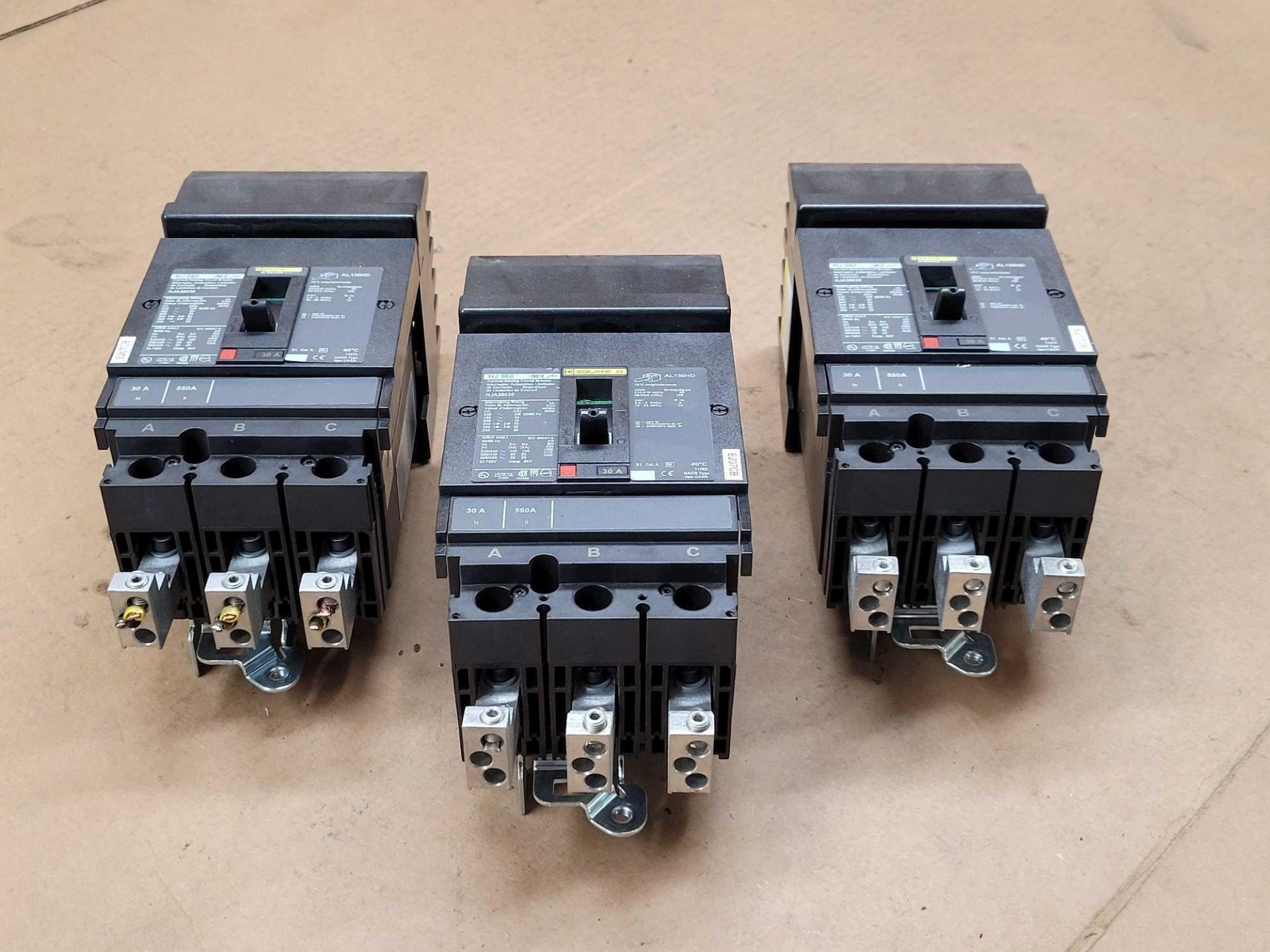 LOT OF 3 SQUARE D HJA36030 30 AMP CIRCUIT BREAKER