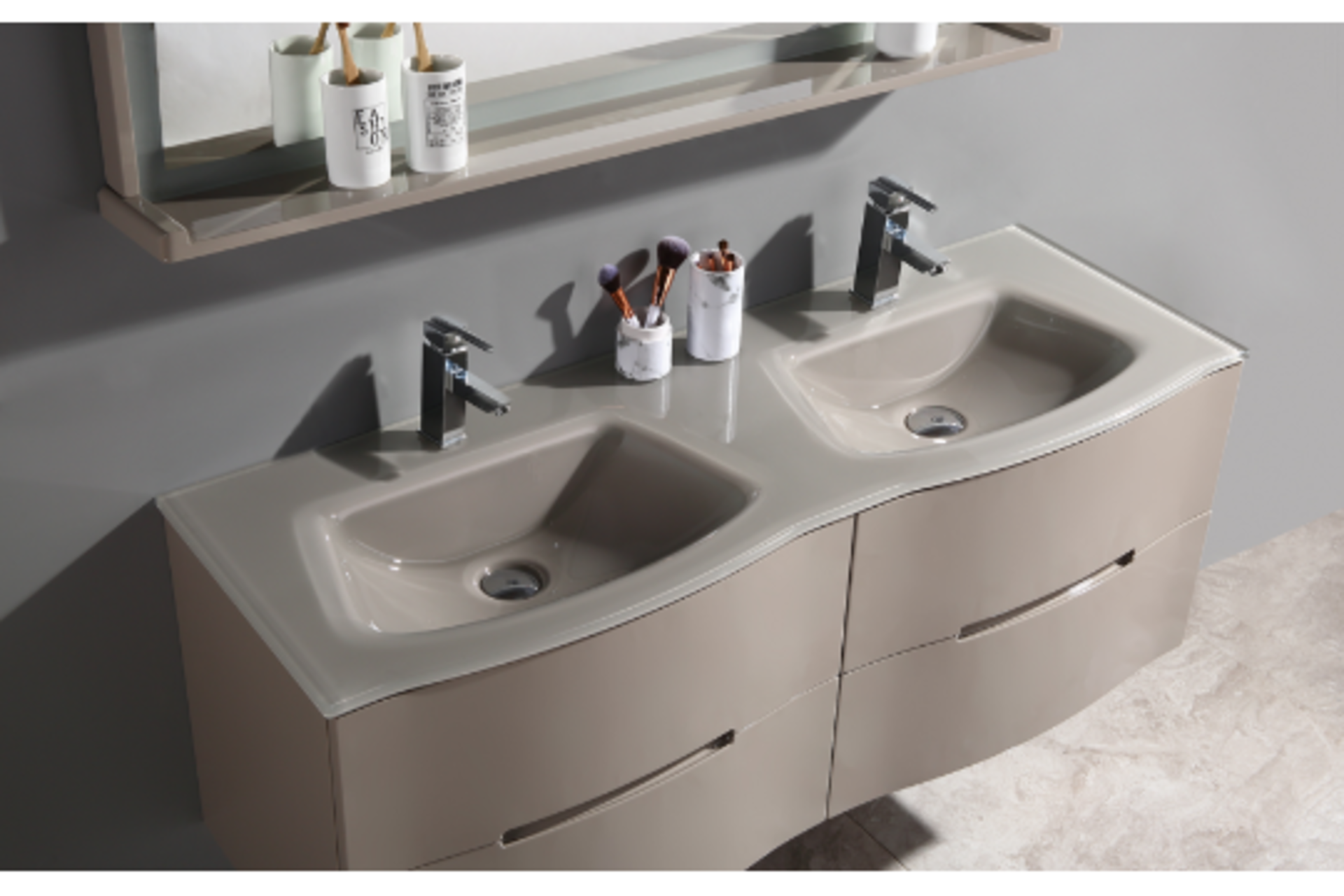 BRAND NEW Excellent Quality Designer Vanity Unit in Warm Grey RRP £699 *NO VAT* - Image 3 of 4