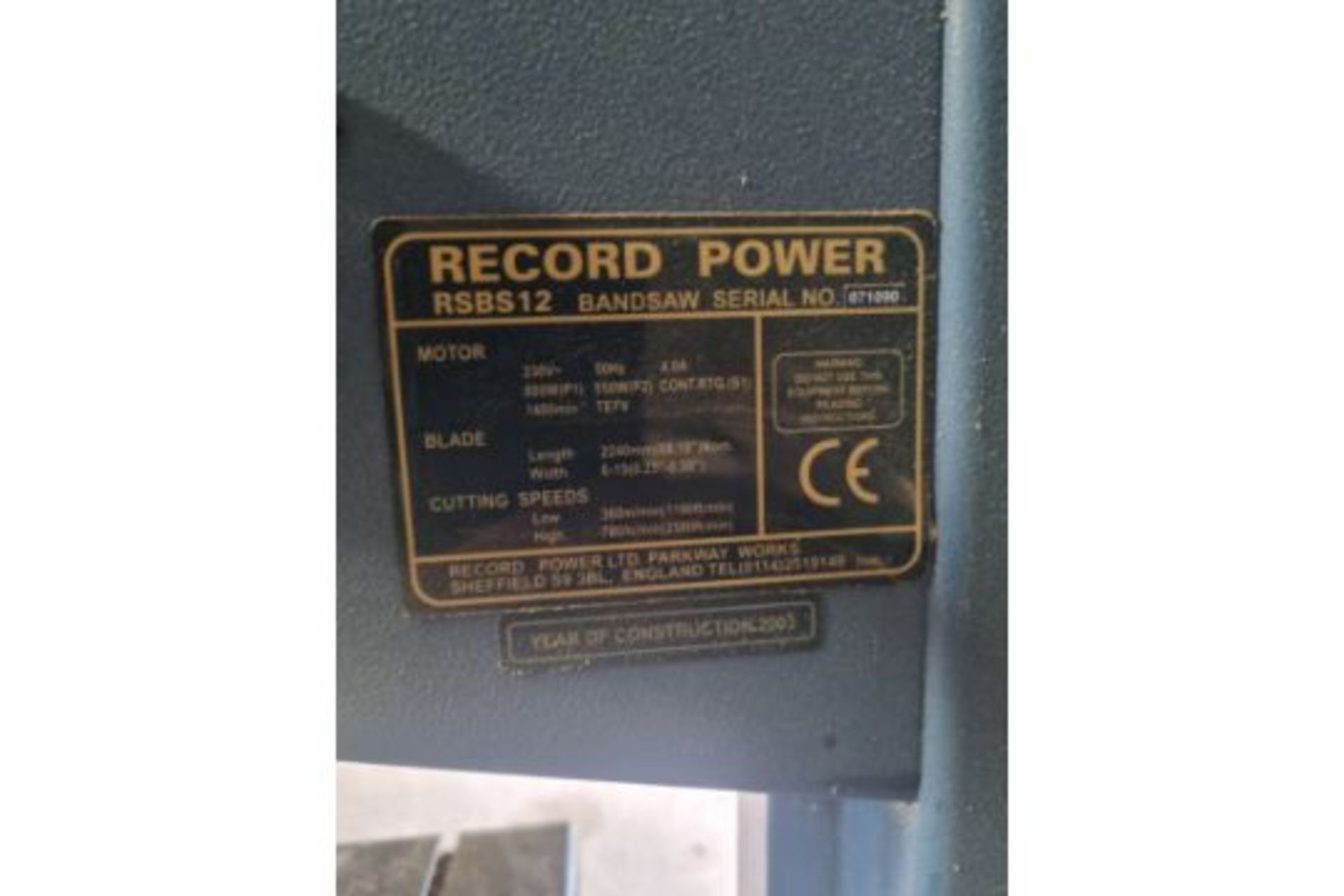 2003 SMITH RECORD POWER BELT SANDER RSBS12 *NO VAT* - Image 11 of 11